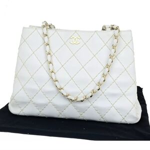 CHANEL 🔥Rare🔥 Wild Stitch Lambskin Quilted Chain Shoulder Bag!
